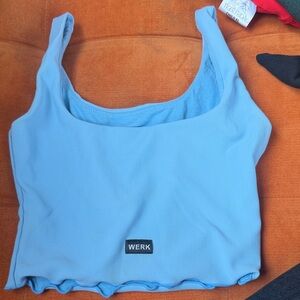 Blue WERK Ribbed Crop Tank YXL